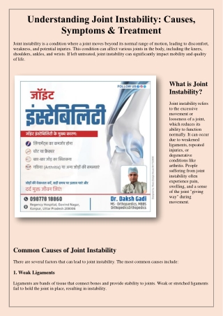 understanding joint instability causes symptoms