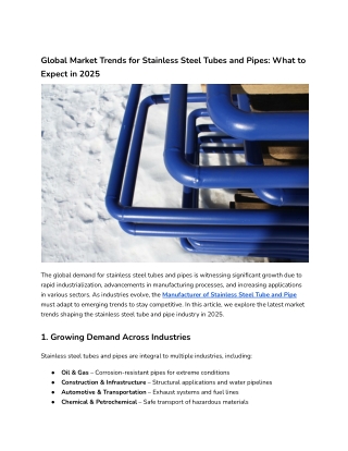 Global Market Trends for Stainless Steel Tubes and Pipes_ What to Expect in 2025