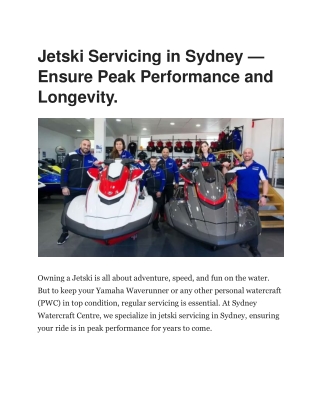 jetski servicing in sydney ensure peak