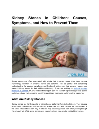 Kidney Stones in Children_ Causes, Symptoms, and How to Prevent Them
