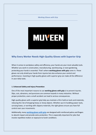 Working Gloves With Grip - Muveen Dex Fit