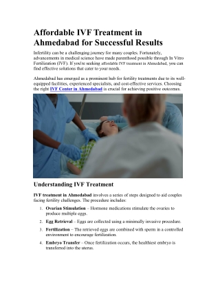 Affordable IVF Treatment in Ahmedabad for Successful Results