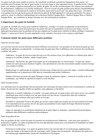 Comment choisir les bons gants de football pour votre poste Maillot Espagne Retr