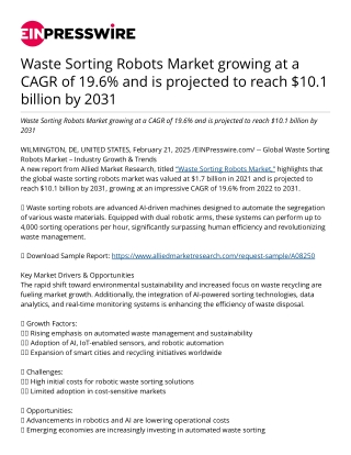 waste sorting robots market growing at a cagr