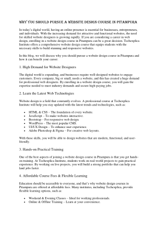 Why You Should Pursue a Website Design Course in Pitampura