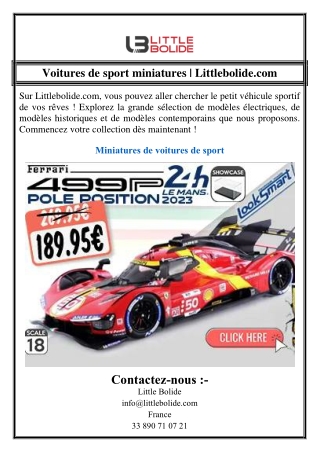 Voitures de sport miniatures | Littlebolide.com