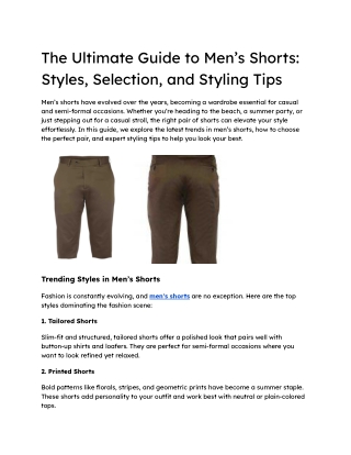 The Ultimate Guide to Men’s Shorts_ Styles, Selection, and Styling Tips