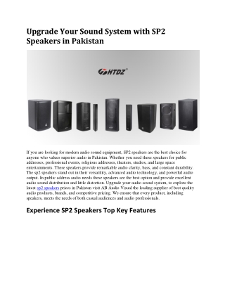 Upgrade Your Sound System with SP2 Speakers in Pakistan