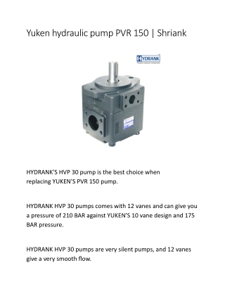 Yuken hydraulic pump PVR 150