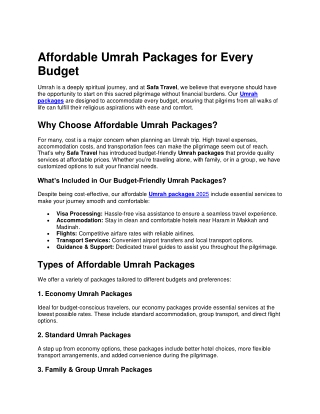 affordable umrah packages for every budget