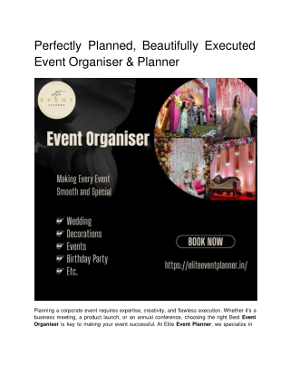 Perfectly Planned, Beautifully Executed Event Organiser & Planner