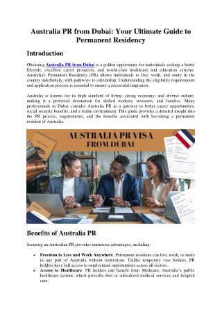 Australia PR from Dubai: Your Ultimate Guide to Permanent Residency
