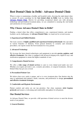 Best Dental Clinic in Delhi