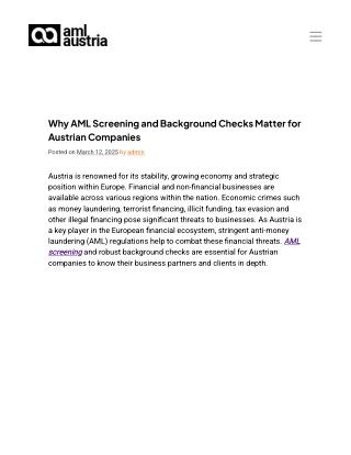 Why AML Screening and Background Checks Matter for Austrian Companies