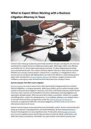 What to Expect When Working with a Business Litigation Attorney in Texas
