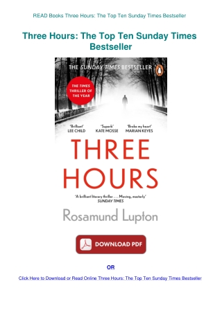 READ Books Three Hours The Top Ten Sunday Times Bestseller