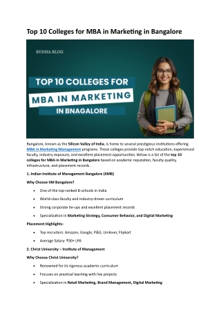 Top 10 Colleges for MBA in Marketing in Bangalore