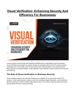 Visual Verification: Enhancing Security And Efficiency For Businesses
