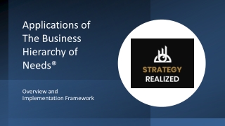 Applications of The Business Hierarchy of Needs®