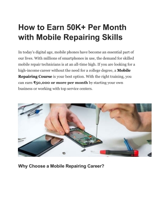 how to earn 50k per month with mobile repairing