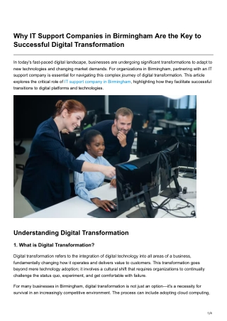 Why IT Support Companies in Birmingham Are the Key to Successful Digital Transformation