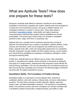 What are Aptitude Tests_ How does one prepare for these tests_