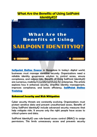 what are the benefits of using sailpoint what