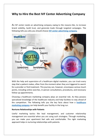 Why to Hire the Best IVF Center Advertising Company