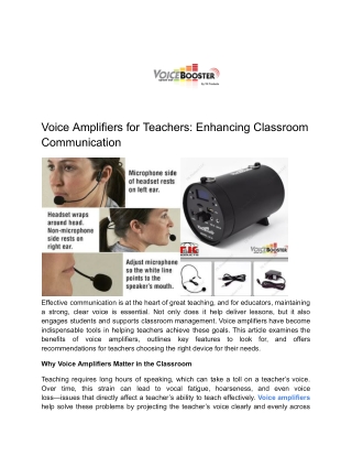 Voice Amplifiers for Teachers: Enhancing Classroom Communication