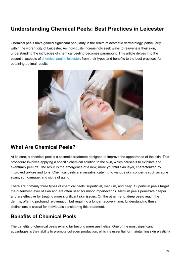 understanding chemical peels best practices