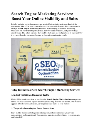 Search Engine Marketing Services: Elevate Your Digital Growth
