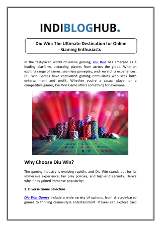 diu win the ultimate destination for online