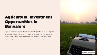 Invest in Bangalore's Agriculture with Mytan Farms