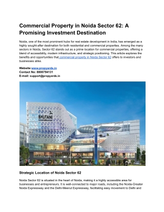 Commercial Property in Noida Sector 62_ A Promising Investment Destination