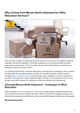 Why Choose from Movers North Hollywood for Office Relocation Services?