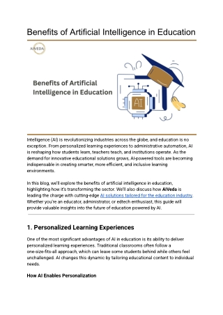 Benefits of Artificial Intelligence in Education