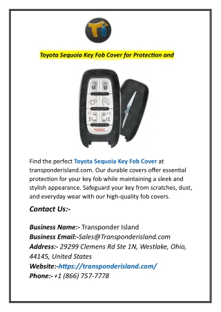 Toyota Sequoia Key Fob Cover for Protection and Longevity