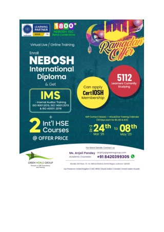 NEBOSH IDIP Ramadan Offer in Lucknow