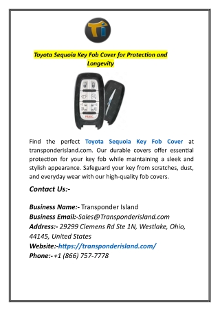 Toyota Sequoia Key Fob Cover for Protection and Longevity