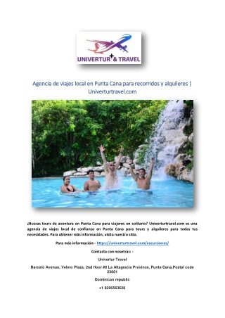 Agencia de viajes local en Punta Cana para recorridos y alquileres | Univerturtr