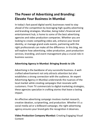 the power of advertising and branding elevate