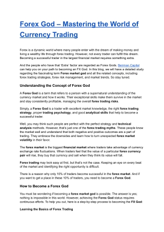 forex god mastering the world of currency trading