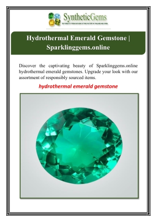 Hydrothermal Emerald Gemstone | Sparklinggems.online