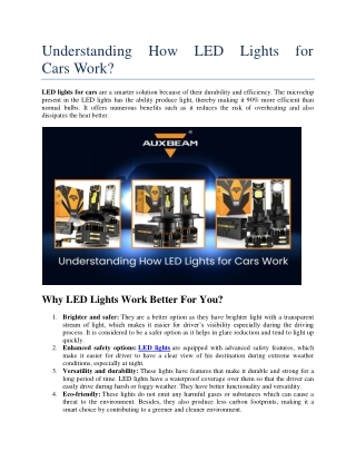 Understanding How LED Lights for Cars