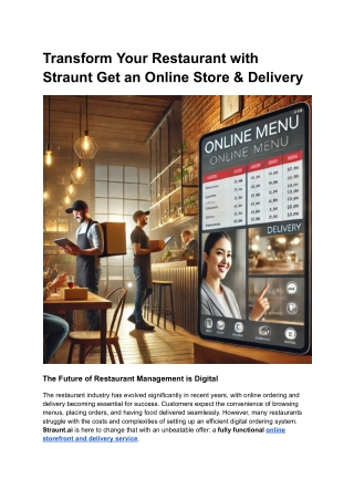 Transform Your Restaurant with Straunt Get an Online Store & Delivery