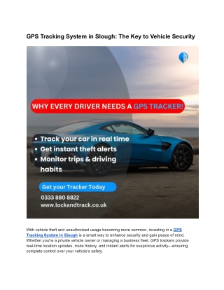 Reliable GPS Tracking System in Slough for Vehicle Safety