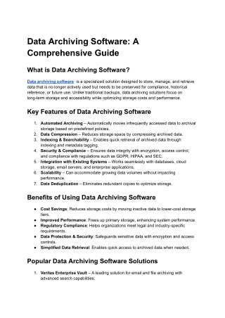 data archiving software a comprehensive guide