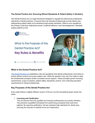 The Dental Practice Act_ Ensuring Ethical Standards & Patient Safety in Dentistry