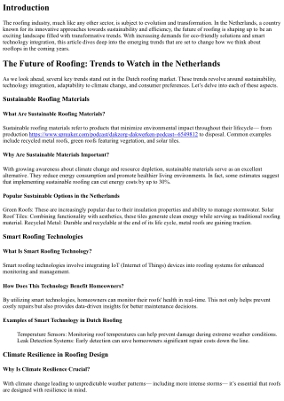 The Future of Roofing: Trends to Watch in the Netherlands