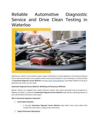 reliable service and drive clean testing